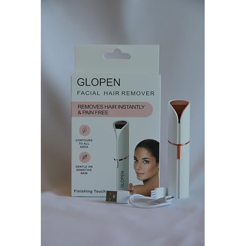 Glowpen Mini Facial Hair Trimmer for Women, USB Rechargeable, Portable Painless Hair Removal Tool, Unisex Face & Lip Grooming Device, White