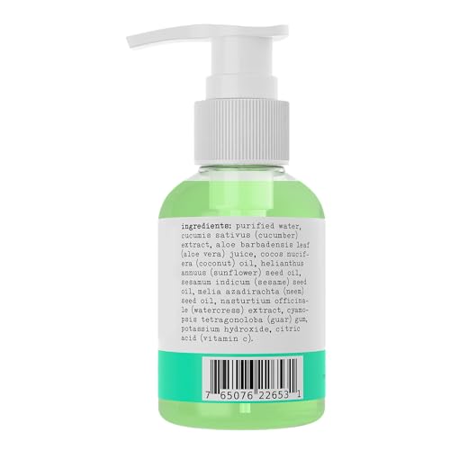 Sapo Cucumber Face Cleanser, Gentle Gel Wash with Aloe, Coconut Oil, Neem + Watercress, Hydrating pH-Balanced Facial Cleanser, 4 oz
