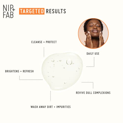 Nip + Fab Vitamin C Fix Gel Cleanser Brightening Hydrating Facial Cleansing Face Wash for Skin Toning, 4.9 Fl Oz