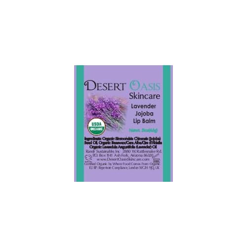 Lavender Hand Salve with over 50% Jojoba Oil plus 2 Organic Lavender Lip Balms with over 70% Jojoba Oil. 100% Natural. By Desert Oasis Skincare (1 fl oz/29 ml)