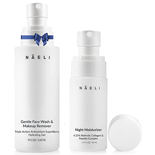 NAELI Retinol Night Moisturizer & Gentle Facial Cleanser Set ? Natural Anti Aging Skincare Gift for Women & Men, Reduces Wrinkles, Improves Skin Texture, Soothes & Hydrates.