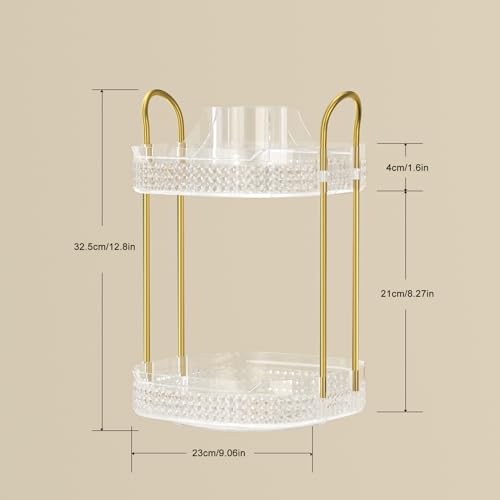 2 Pack Makeup Organizer Set, 6 Drawer, 2 Tier Rotating Makeup Organizer