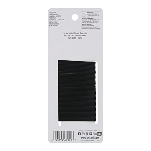 Scunci No-Slip Grip All Day Hold Bobby Pins, Black, 48-Pieces