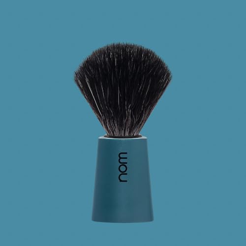 NOM Carl Shaving Brush | Vegan Shave Brush for Shaving soaps and creams | sustainable eco-friendly and reusable |Exfoliating Shaving Brush | Petrol Blue handle
