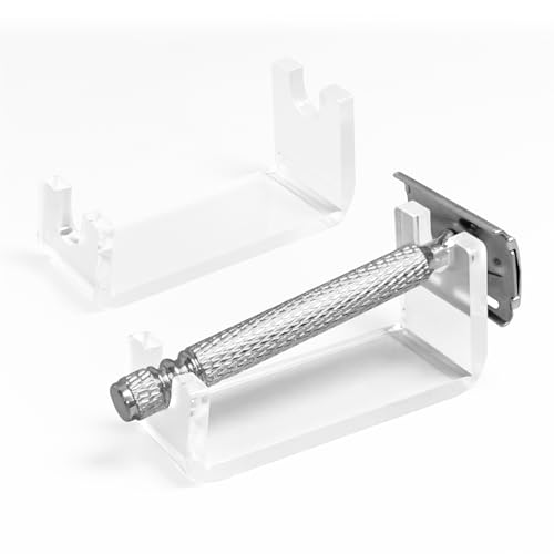 SINNNNBLE Acrylic Double Edge Safety Razor Stand Holder, Portable Bathroom Countertop Organizer for Razor Drying & Shaving Essentials (2 Pack)