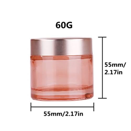 4 Packs 2 Oz/60ml Empty Jars Pink Glass Cosmetic Jar Pot Bottles with Rose Gold Lids Refillable Cosmetic Container Eye Cream Jar Pot Vials for Makeup Lotion Face Eyeshadow Lip Balms