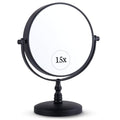 15X Magnifying Tabletop Mirror on Stand - Dual Sided 15x and 1x Cosmetic Mirror for Desk, Dressing Table, Bathroom Countertop - 6" Wide & 9" Tall (Black)