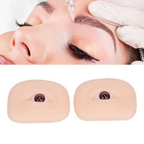 FILFEEL 1 Pair Soft Silicone Eye Model Flexible 5D for Practicing Piercing Suture Makeup Teaching Instructions for Eye Makeup, Semi Permanent Eyebrow Line Practice (Brown Eyeball)