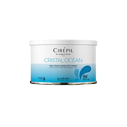 Cirepil - Cristal Ocean - 400g / 14.11 oz Soft Wax Tin - Hypoallergenic, Rosin-Free Strip Wax for Sensitive Skin - Unscented Professional Hair Removal Refill for Legs, Arms, and Back