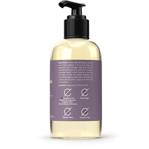 Coera Grapeseed Oil Cold Pressed | 8 fl oz | Moisturizer for Face, Hair, Skin, and Nails | Free of Parabens, SLS, & Fragrances