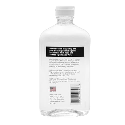 Fuller Brush Witch Hazel Facial Toner - Alcohol-Free, Organic Aloe Vera & Witch Hazel, 16 fl. oz, Paraben & Sulfate-Free, Cleanses - Soothes, Refreshes - Made in USA (Unscented)
