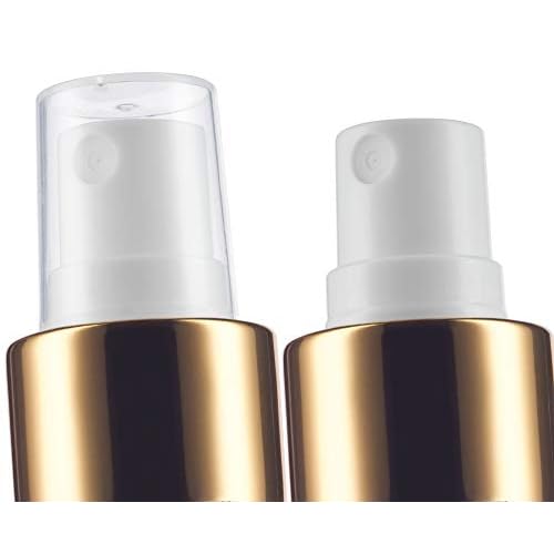 JUVITUS 4 oz Clear Natural Refillable Plastic Squeeze Bottle with Gold Metal Fine Mist Sprayer (12 Pack)