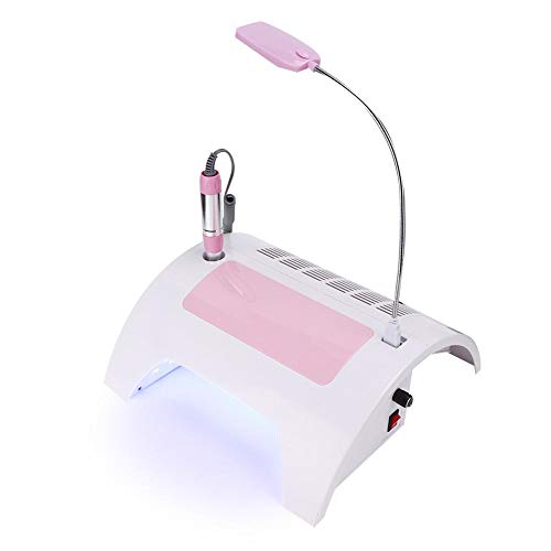 5 in 1 Nail Dust Collector with Drill, 60W Electric Nail Vacuum Dust Collector Extractor Nail Dust Cleaner Manicure Light Hand Rest Pillow Dust Suction Machine for Manicure Pedicure (US)