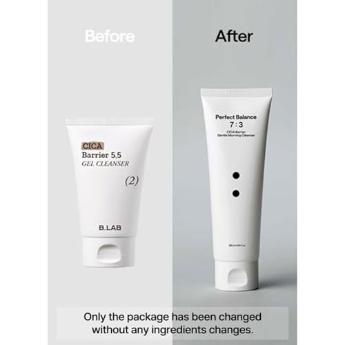 B:Lab CICA Barrier Gentle Morning Cleanser, Low-pH 5.5 Gel Face Wash with Centella & Panthenol, Fragrance-Free for Sensitive Skin, 4.05 fl oz / 120 ml