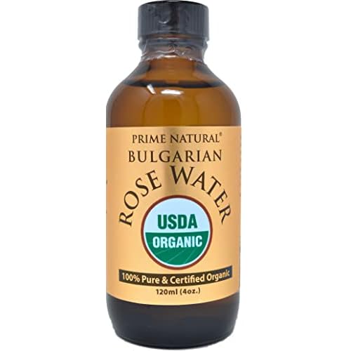 PRIME NATURAL Rose Water Spray 4oz/120ml, USDA Certified Organic, Facial Toner, Hydrating Mist for Face & Hair - Bulgarian, 100% Pure, Natural, Preservative-Free, Moisturizer from Fresh Rose Petals