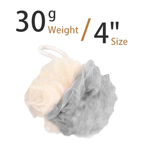20 Pack Travel Loofah Individually Wrapped, Small Loofah Shower Puff, 30g Mini Bath Sponge Pouf Ball Body Sponges for Shower, Multicolor