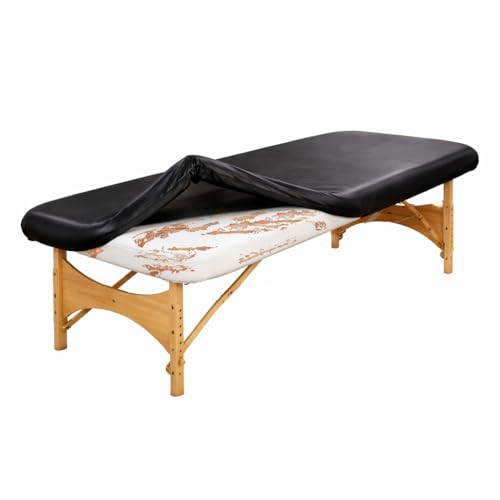 PU Leather Massage Table Cover Protector, Wipeable Waterproof & Oil-Resistant Fitted Replacement Sheet with Elastic & Back Securing Straps for Massage, Spa & Lash Beds, Fits 28?32¡± Wide