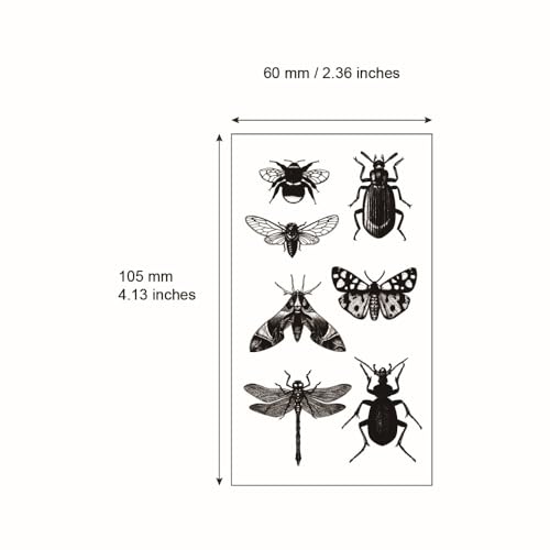 Butterfly Temporary Tattoo Sticker Waterproof Moth Insect Bee Dragonfly Men Women Party Favor 10.5X6cm Set of 24 (SF235)