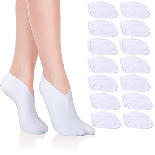 14 Pairs Moisturizing Socks Lotion Overnight Spa Socks Dry Feet Cotton Cosmetics Socks Spa Moisturizing Enhancing Socks Spandex Sock for Women and Men Feet Care, White