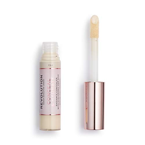 Makeup Revolution Conceal and Hydrate Concealer, Full Coverage & Matte Finish, C0.5 for Fair Skin Tones, Vegan & Cruelty-Free, 0.7 Fl Oz