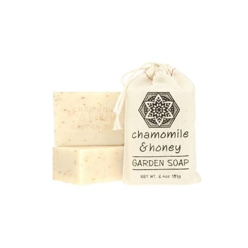 Greenwich Bay Set of 2 - CHAMOMILE HONEY Exfoliating Garden Shea & Cocoa Butter Soap 181g In Cloth Sack (6.4 oz each)