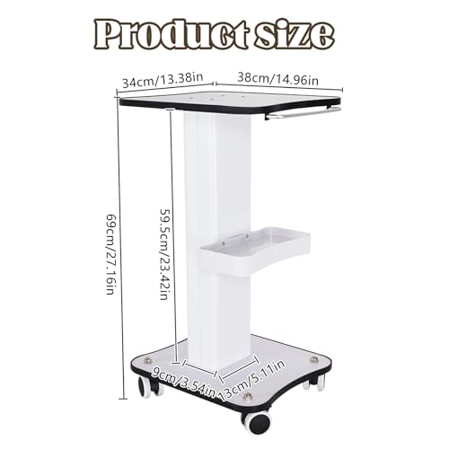 Beauty Salon Trolley with Wheels, Esthetician Rolling Cart, 3-Tier Storage with Lockable Casters for Beauty Equipment, Salon & Spa Use, Load Capacity 88 lbs