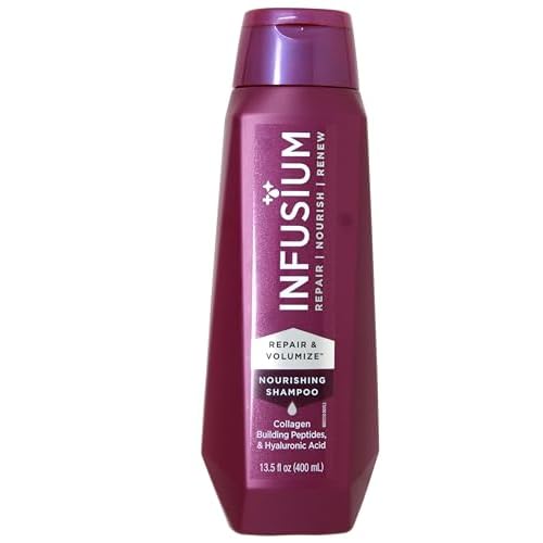 INFUSIUM Shampoo & Conditioner Repair & Volumize, Repair/Nourish/Renew, with Collagen, Building Peptides & Hyaluronic Acid for Dry & Damaged Hair, 13.5 FL OZ (400 mL) Per Bottle - One Set