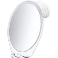 HONEYBULL Fogless Shower Mirror with Suction Mount & Swivel ? Anti-Fog Acrylic Bathroom Mirror for Shaving ? Built-in Razor Holder, Easy Install, Home Shower Accessory (White)