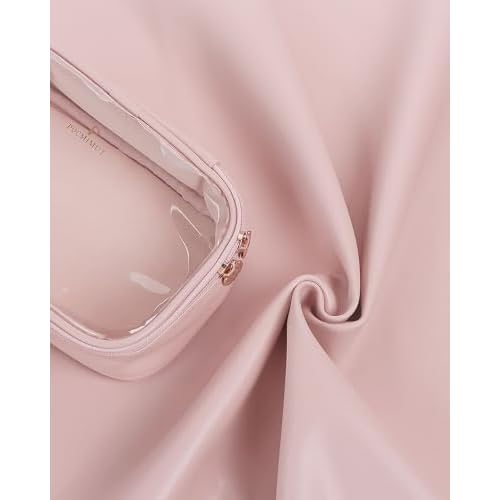 Pocmimut Clear Makeup Bags,Small Makeup Pouch with Large Cosmetic Bag Toiletry Bag Car Accessories Storage for Women Men,Travel Essentials Organizers,Pink