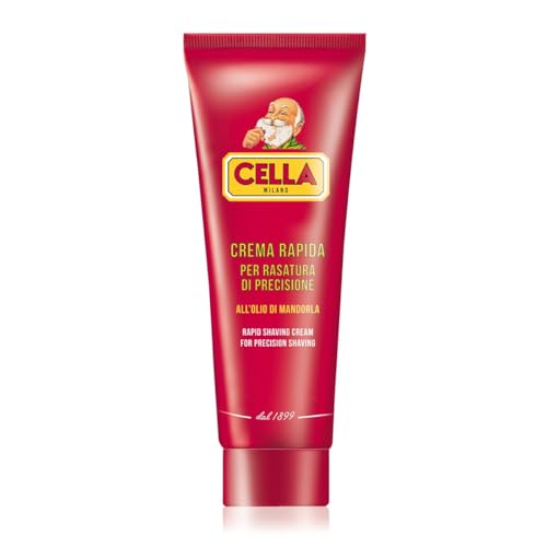 CELLA MILANO, Brushless Fast Shaving Cream for Precision Shaving, Transparent, Delivers for a Smooth Shave, Great for Prrecision Edging of Beards, Sideburns and Moustaches, 5.2 oz, Made in Italy