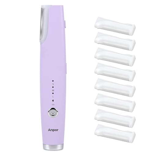 Rechargeable Sonic Smooth Dermaplane Razor for Women Face + Eyebrow trimmer Dermaplaning System with LED Light Peach Fuzz Remover, 3 Speeds - 8 Weeks of Dermaplaning Blades (Lavender)