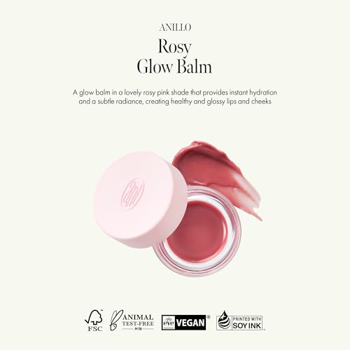 Rosy Glow Balm ? Hydrating & Illuminating Multi-Use Balm | Dewy Glowy Finish, Nourishing Tint | Vegan, Cruelty-Free Korean Lip & Cheek Care | 0.5oz