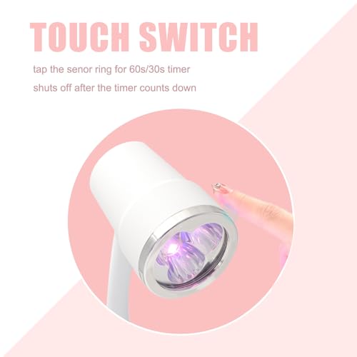 Touch Switch Gel X Lamp, Flash Cure Nail Lamp, Rechargeable Cordless UV LED Light with Timer, Gooseneck Gel Nail Dryer, Fast Curing Lamps for Professional and Home Use