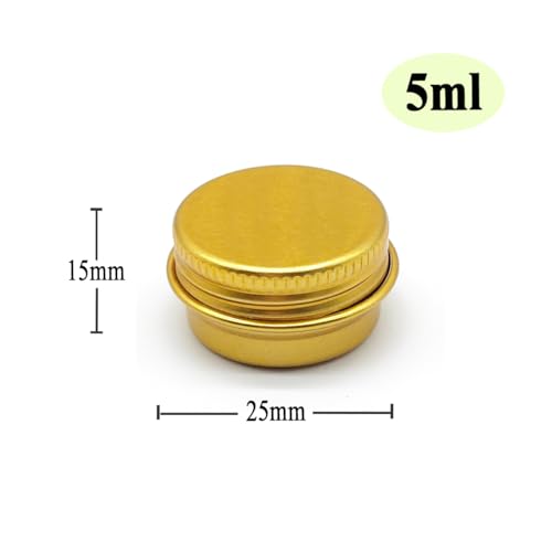 30 pack 5ml Lip Balm Tin Cans, 5g Mini Aluminum Makeup Sample Containers with Screw Lid, Empty Metal Tins Pot Storage Travel Jars for Cosmetic Cream Candle Tea, 5 Gram Small Tins, Gold Color