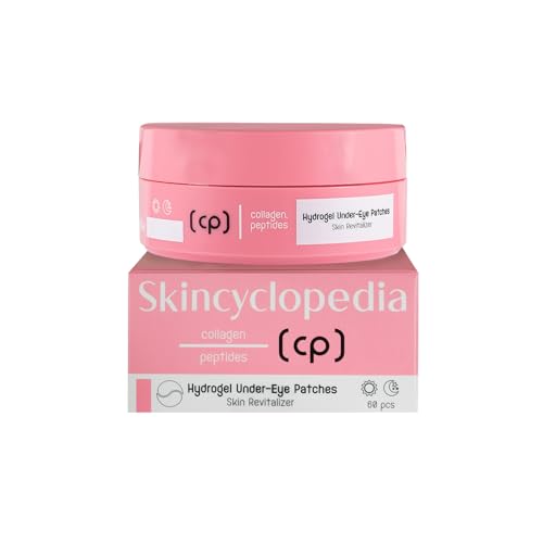 Pure Collagen Hydrogel Under Eye Patches & Peptides Skin Revitalizer, Anti Aging Skin Brightener, Treats Dark Circles, Puffy Eyes, Crow's Feet, Fine Lines & Wrinkles. Vegan. 60Pcs