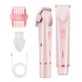 Dual Head Bikini Trimmer for Women, IPX7 Waterproof Wet & Dry Use, Electric Bikini Shaver and Epilator 2-in-1 Electric Razors for Women Bikini Underarm Body Leg Arm Face Intimate Areas,Pink