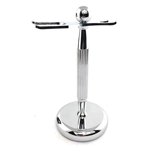 G.B.S Brush and Razor Stand - Lined Chrome Shaving Stand ? Stylish and Unbreakable Stand Best for Your Bathroom Everyday Grooming