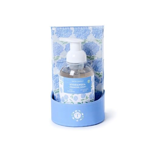 Two's Company Hydrangea Flower Scented Foaming Soap with 20 Pieces Guest Towels Set