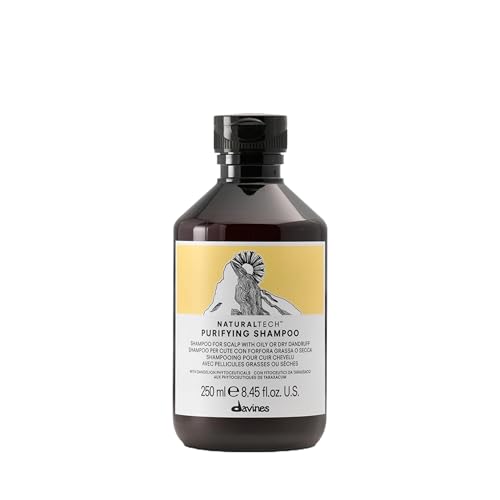 Davines Naturaltech Purifying Shampoo, Clarifying & Anti-Dandruff for Dandruff (Oily or Dry) - With Dandelion Phytoceuticals - Cleanser for Scalp with Dandruff, 8.45 Fl Oz