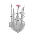 Heart-Shaped Pencil Holder Acrylic Nail Brush Stand Silver Nail Polish Holder for Art Storage and Salon Accessories