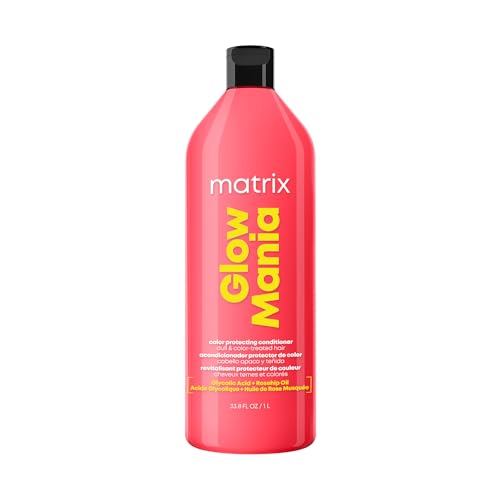 MATRIX Glow Mania Conditioner - Enhances Shine and Moisturizes, Preserves and Protects Color Vibrancy, For Dull and Color-Treated Hair, Sulfate-Free, With Glycolic Acid & Rosehip Oil