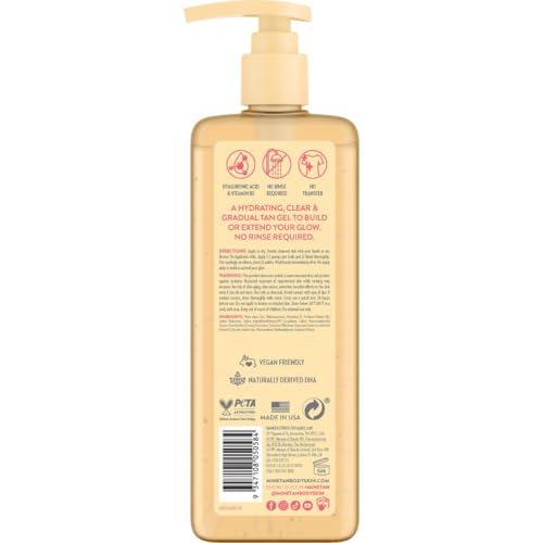 MineTan Clear Self Tanning Gel | Gradual Invisible Tan Gelly - Best Transfer Free Sunless Tanner, Hydrating, Quick Apply, Hyaluronic Acid, Use Daily for Dark Bronze Results, Face & Body, 8 Fl Oz