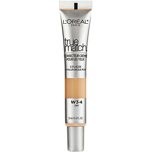L¡¯Or?al Paris True Match Eye Cream in a Concealer, 0.5% hyaluronic acid, Light W3-4, 0.4 fl. oz.