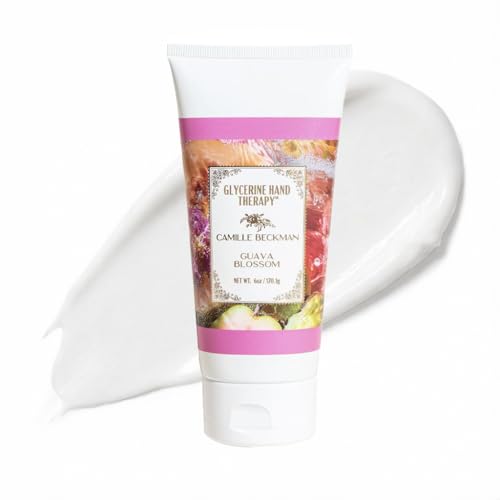Camille Beckman Glycerine Hand Therapy Cream, Guava Blossom, Ultra Moisturizing Hand Cream for Dry, Cracked Hands, Non-Greasy, Paraben-Free, Made in USA, 6 Ounce