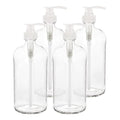 4 Pack of 32 Ounce Large Pump Bottles, Glass Refillable Containers for Lotions, Soaps, Oils, Sauces, Homemade Laundry Detergent - Food Grade - by kitchentoolz