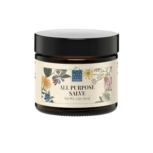 Wise Woman Herbals All-Purpose Salve, Herbal Balm with Calendula & Comfrey, Soothes Dry, Irritated Skin, Postpartum Skin Care, Nourishing Skin Support for All Ages, Non-GMO, 2 oz Jar