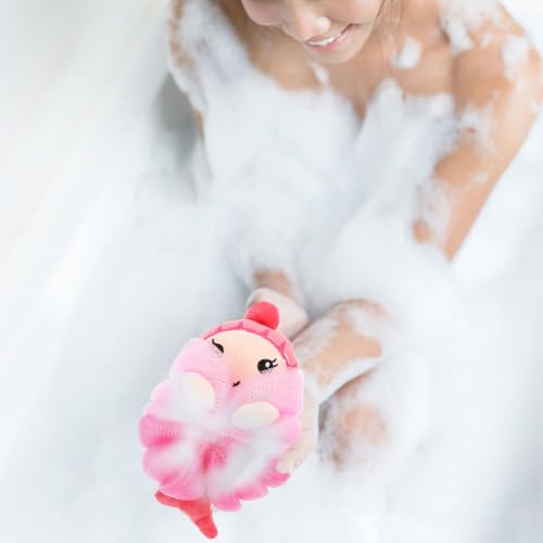 2Pcs Kids Bath Ball Shower Scrubber Cartoon Body Scrubber Soft Skin Cleaning Foaming Loofah for Toddler Bath Accessories