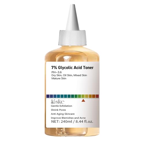 7% Glycolic Acid Face Exfoliating Toner for Clear Skin, Pore Minimizer, Radiant Complexion Enhancer, Daily Use Gentle Formula