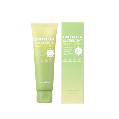 TONYMOLY Green Tea Korean Sunscreen SPF 50 ? Non-Greasy Broad Spectrum Face Sunscreen with Niacinamide, Panthenol & Hyaluronic Acid, Travel Size 50ml