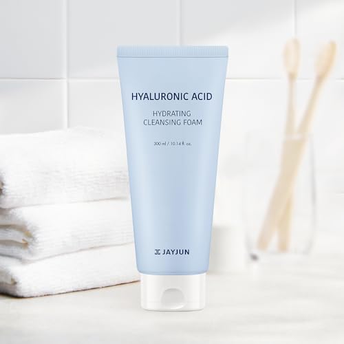 JAYJUN Hyaluronic Acid Hydrating Cleansing Foam 300 mL (10.1 fl. oz) - 8-Type Hyaluronic Acid Moisturizing Face Wash, Skin-Comfort Cleanser, Korean Hydrating Facial Cleanser